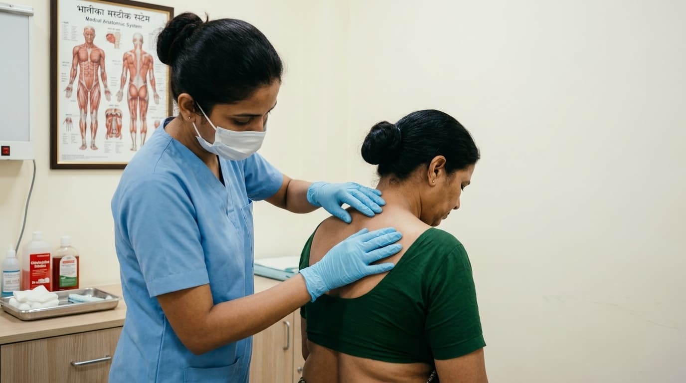 Cupping points being marked before a hijama session