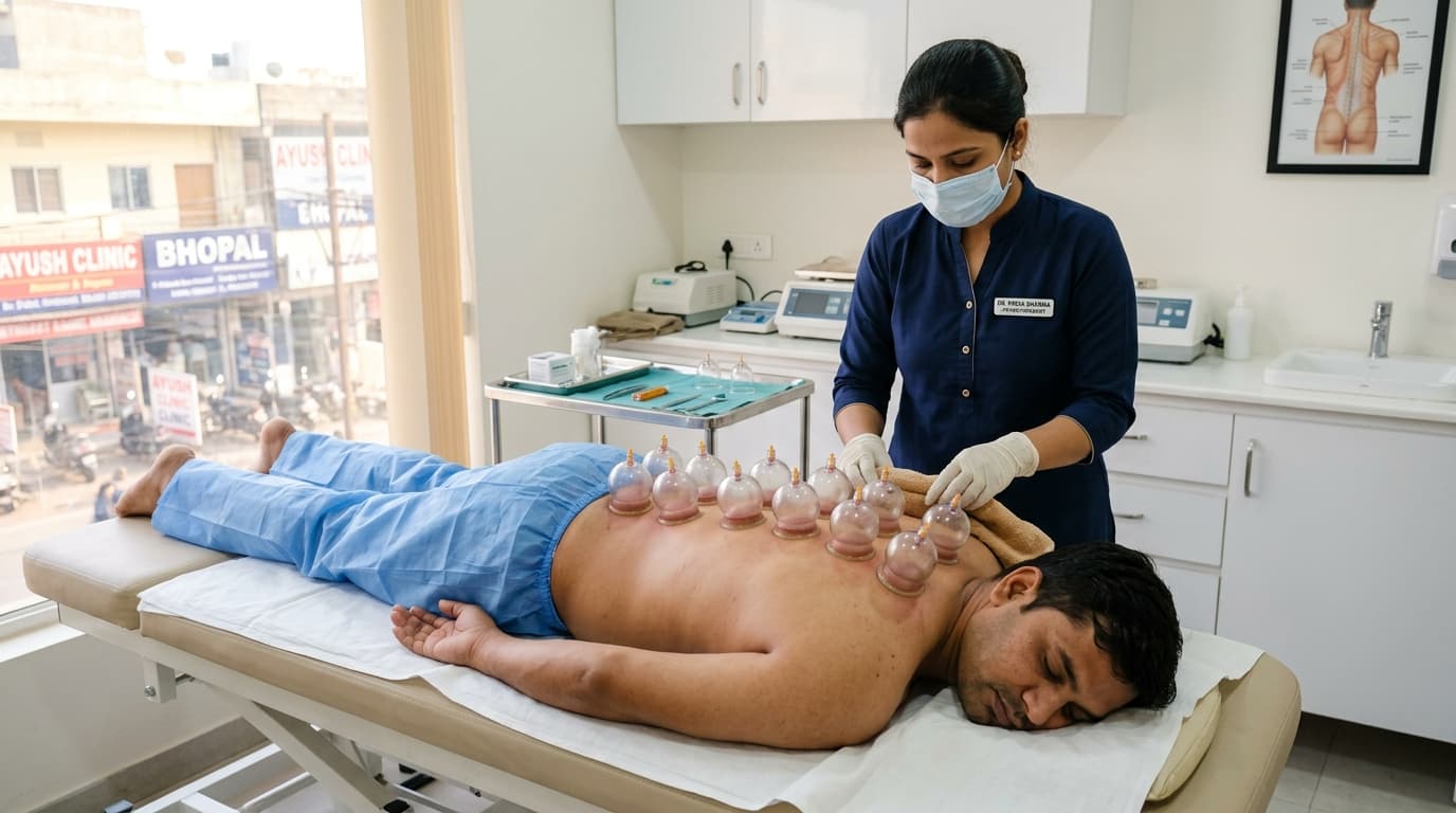 Sterile cupping therapy session at Dr Bakshi Clinic Bhopal